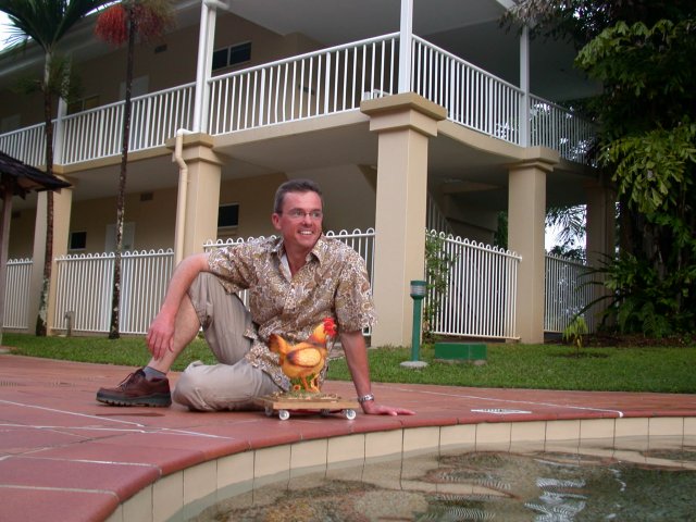 Chook by the pool in Qld